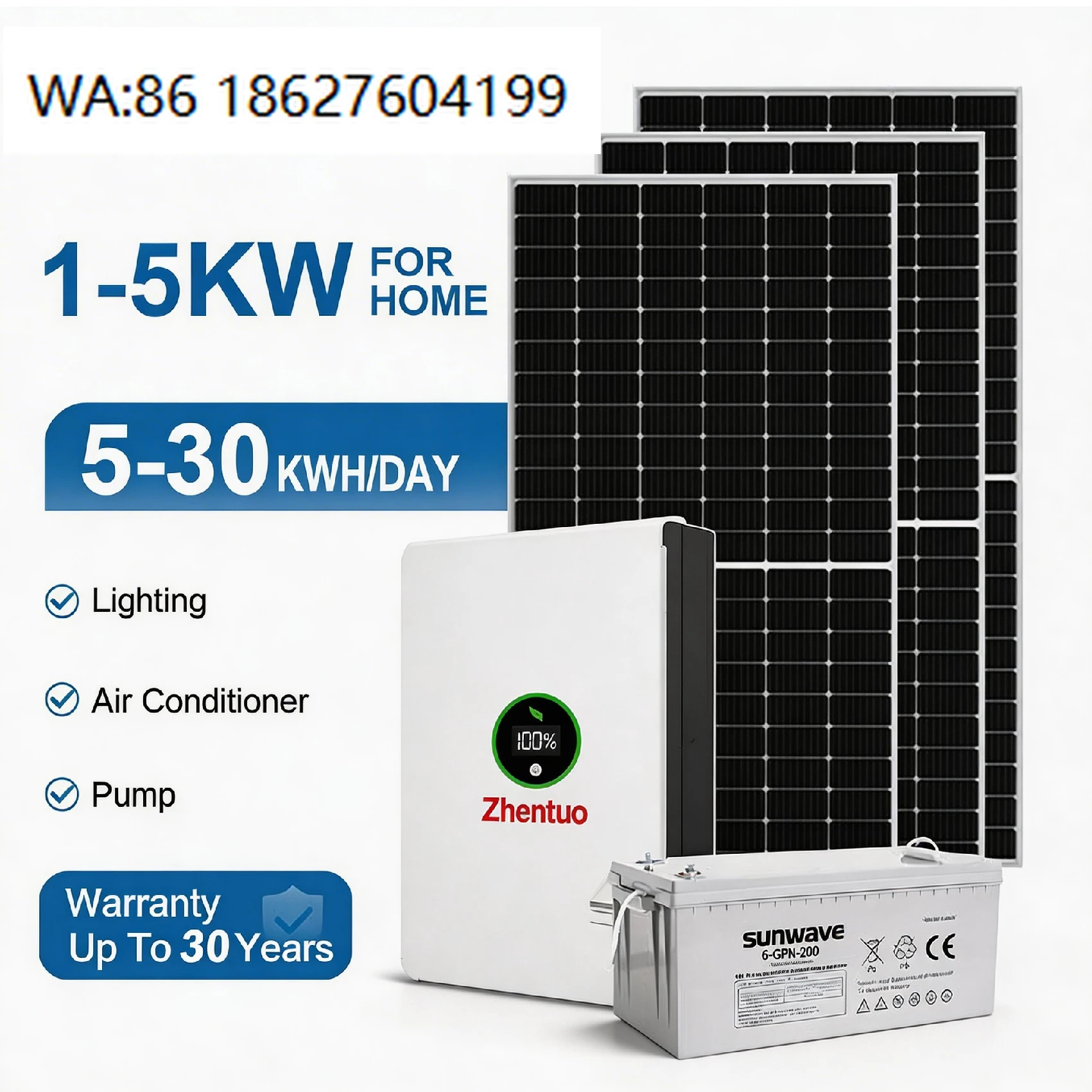 5-30kW Off-grid Solar System, Pure Sine Wave Inverter MPPT Controller, Home Emergency Backup