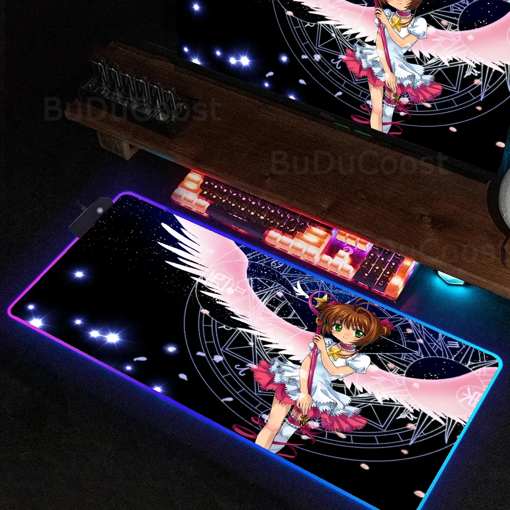 Sakura Cardcaptor variedad Sakura Anime impresión de alta definición tamaño XXL alfombrilla de ratón RGB retroiluminación Accesorios de ordenador alfombrilla de ratón