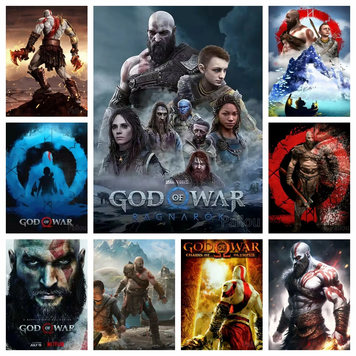 God Of War Ragnarok 5d DIY Diamond Painting Kits Greek Mythology Kratos Art Mosaic Cross Stitch Handcraft Room Decor Gift NEW