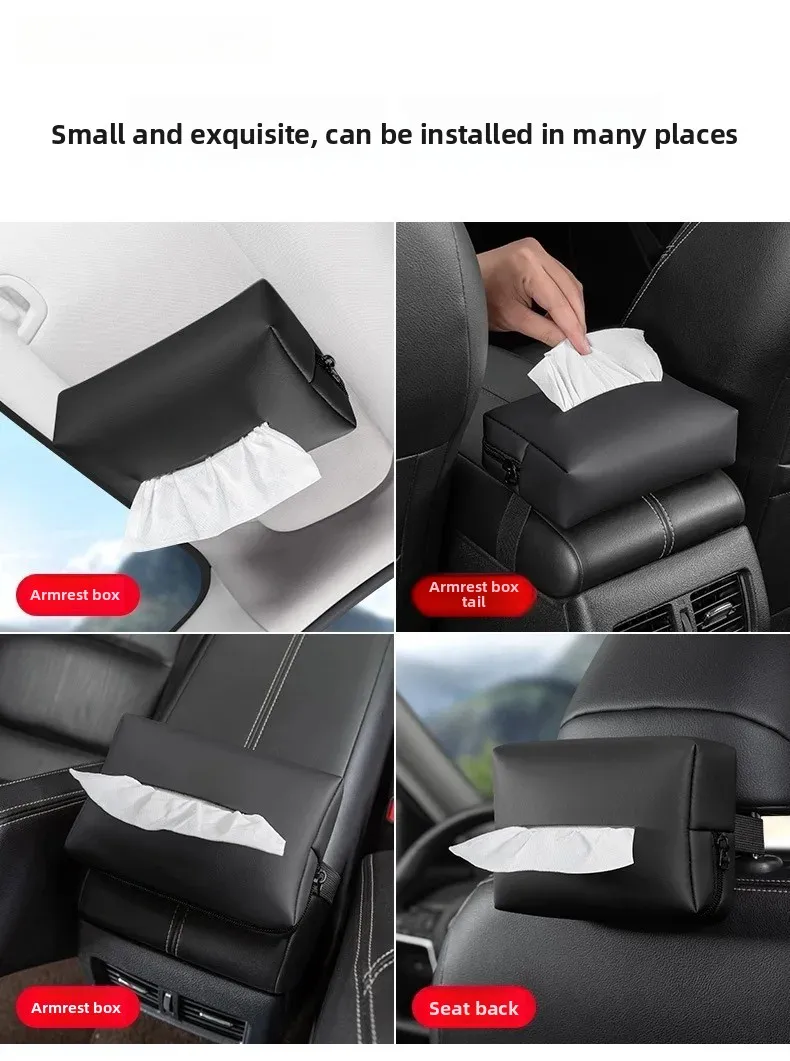 Auto-Taschentuchbox, Taschentuchpackung für die Armlehne, zum Aufhängen an der Rückseite des Autositzes, Taschentuchbeutel für die Sonnenblende, Aufbewahrung für die Innenausstattung des Autos – Detail 7