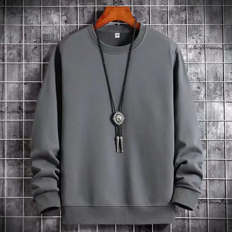 Men's round Neck Sweatshirt Thickened Fleece Winter Casual Loose Fit Comfortable Soft Color  Hoodie Youth Trendy Style