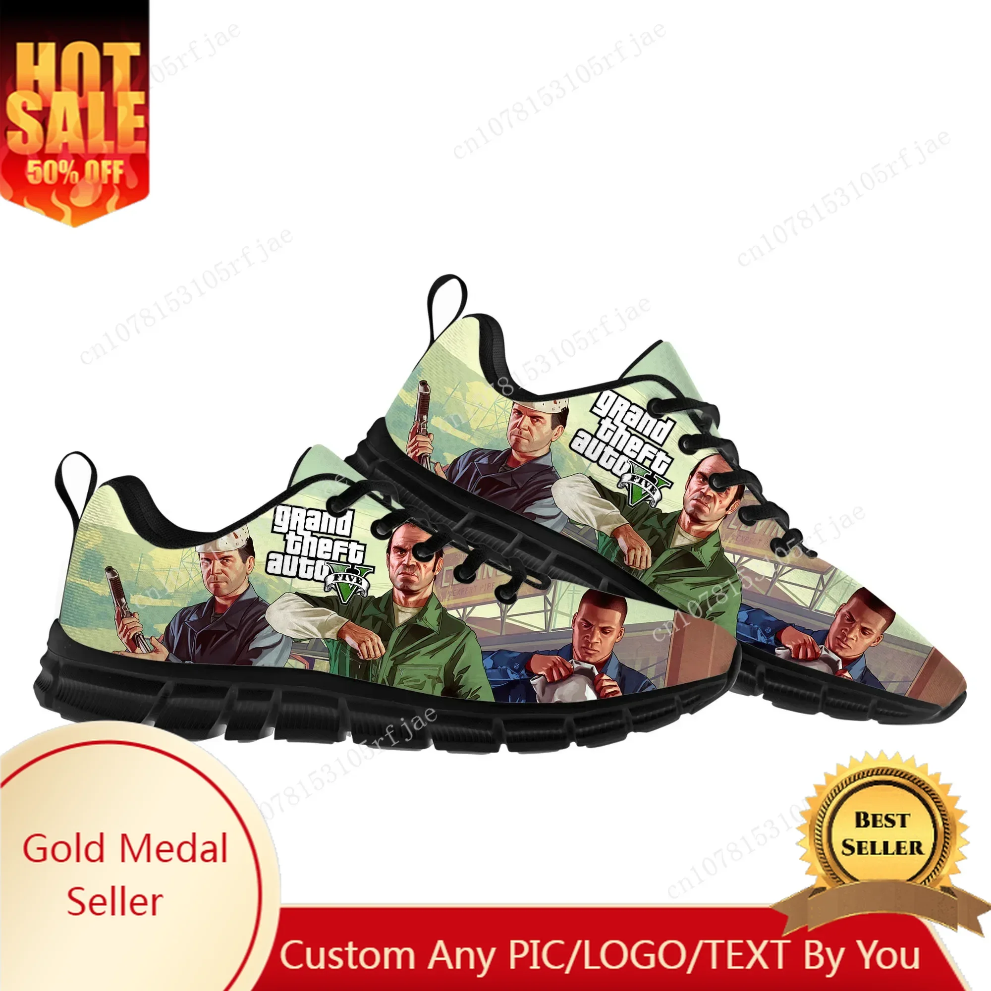 

Grand Theft Auto V 5 Sports Shoes Mens Womens Teenager Sneakers GTA High Quality Game Sneaker Custom Built Shoe