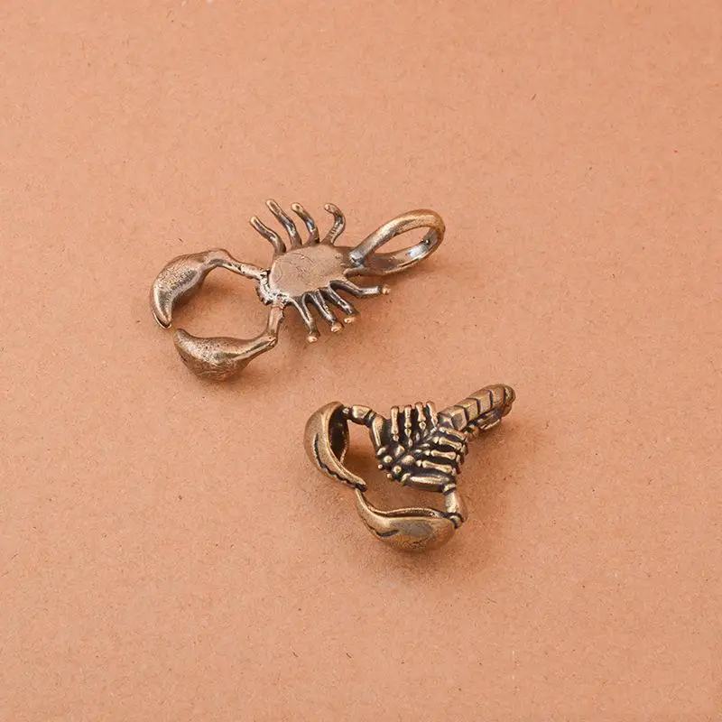 Hand Carved Brass Scorpion Pendant Retro Vintage Finish Decor for DIY Jewelry Making Art Craft Hobby Projects