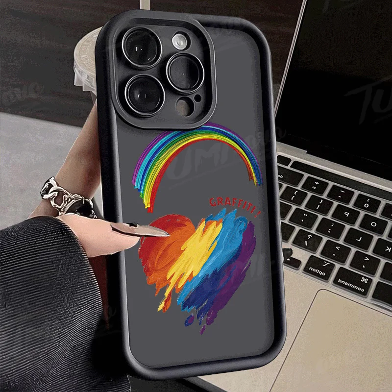 Rainbow Graffiti Love Heart TU Case for Samsung Galaxy A55 A15 A35 A25 A05 A05S 5G A24 A13 A23 A12 A22 A32 A52 A52S A71 A72 A51