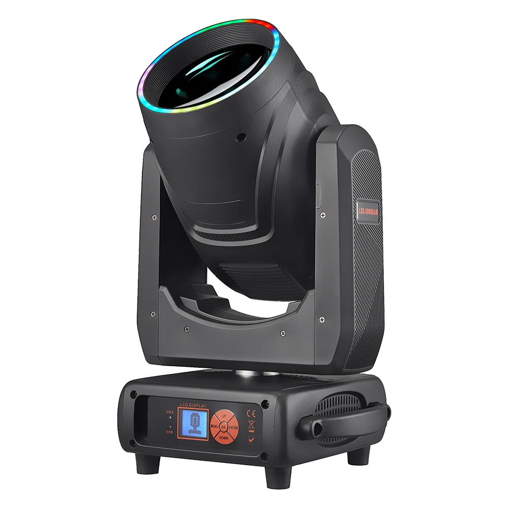 300W LED Beam Moving Head Stage Light DMX512 14 Colors 17 Patterns 0-4 Beam Angle Dual Prism Pattern Effect for DJ Disco Party