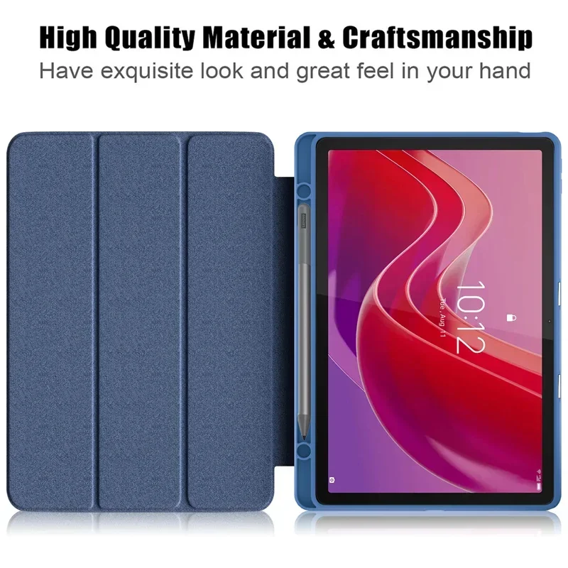 For Lenovo Tab M11 TB331FC TB330FU Case with Pen Holder Folding Stand Acrylic Back Cover for XiaoxinPad Xiaoxin Pad 2024 Case