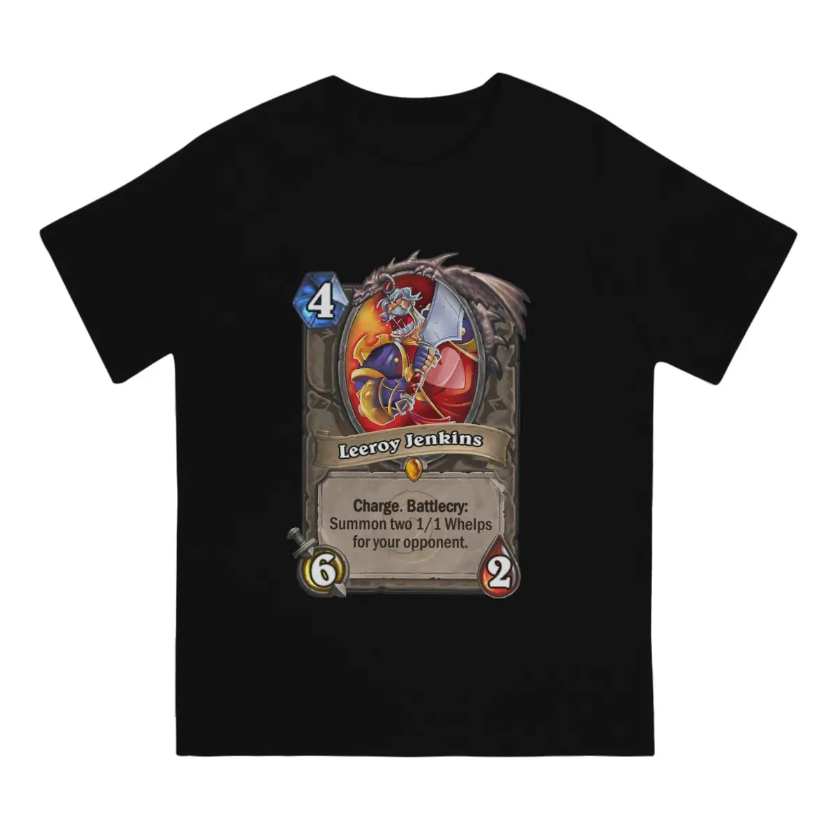 Leeroy Jenkins Card Summon Men T Shirt World Of Warcraft Fashion Tees Short Sleeve O Neck T-Shirts Pure Cotton Printing Clothes