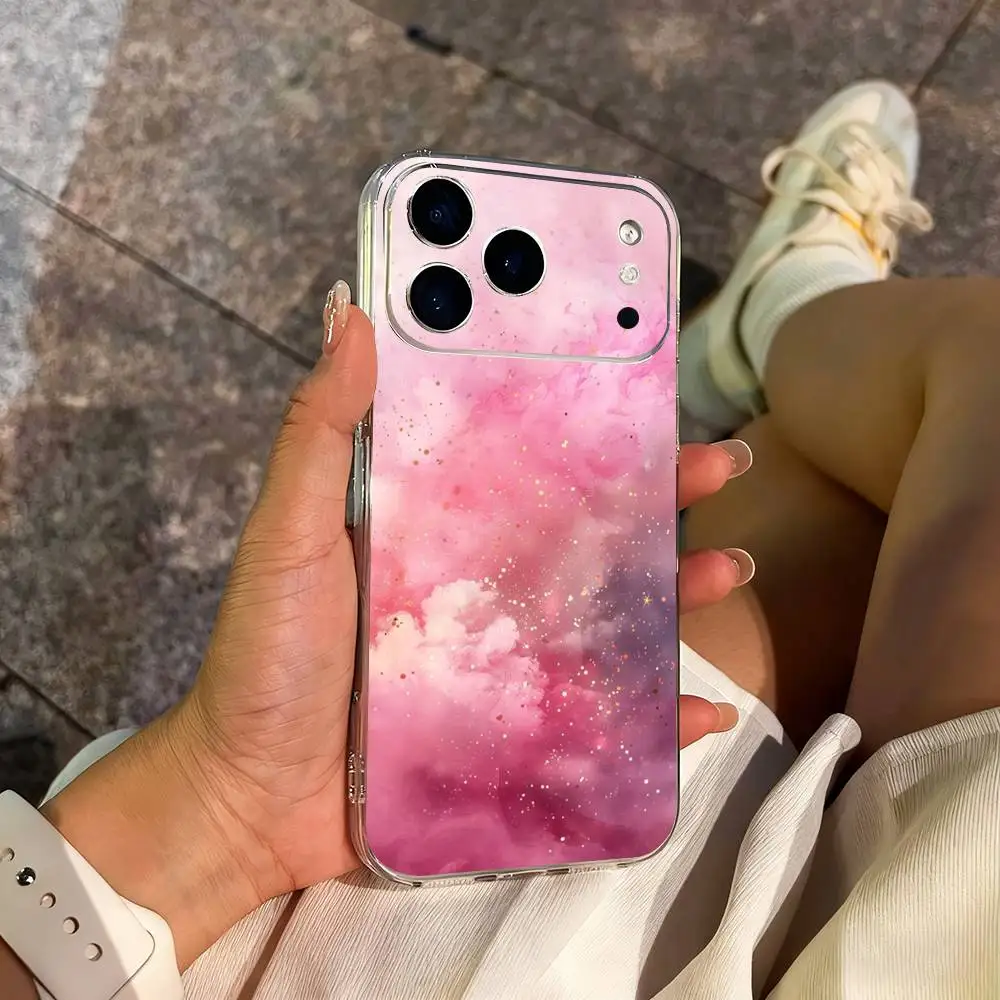 حافظة هاتف Pink Art Dream Glitter لهاتف iPhone 14,13,12,11,17,16,15,Pro,Max,Plus,X,XS,XR,SE,غطاء ناعم شفاف صغير #4