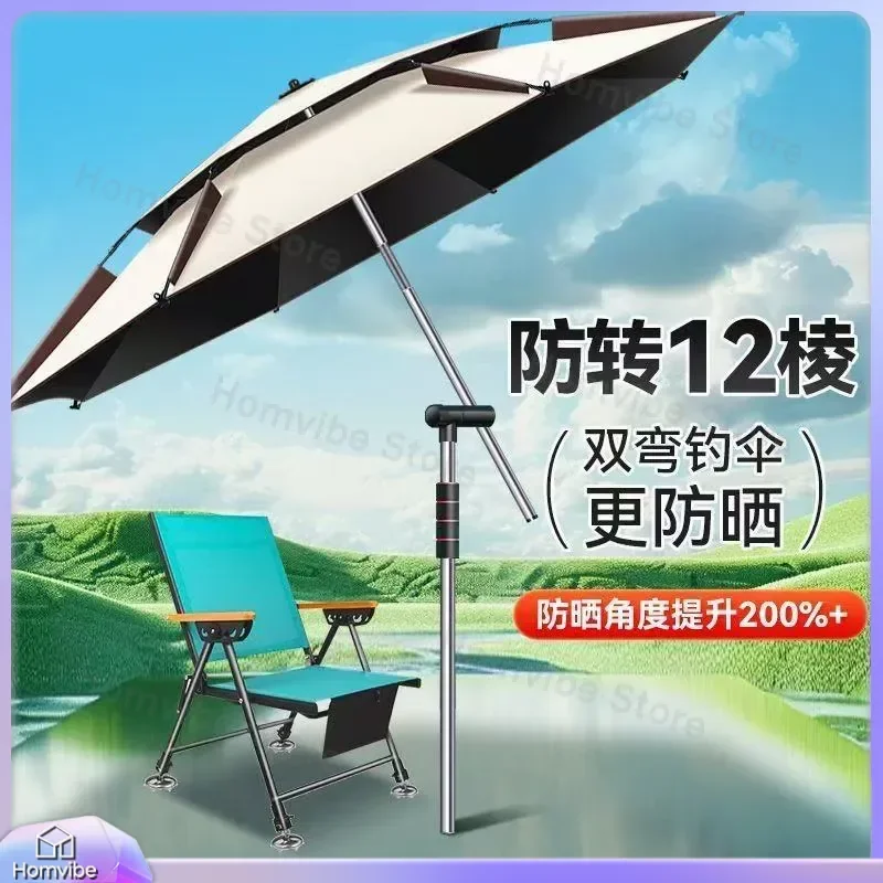 Outdoor Fishing Umbrella Large Sunshade Parasol UV Protection Rainproof Thickened Portable Beach Camping Garden Patio