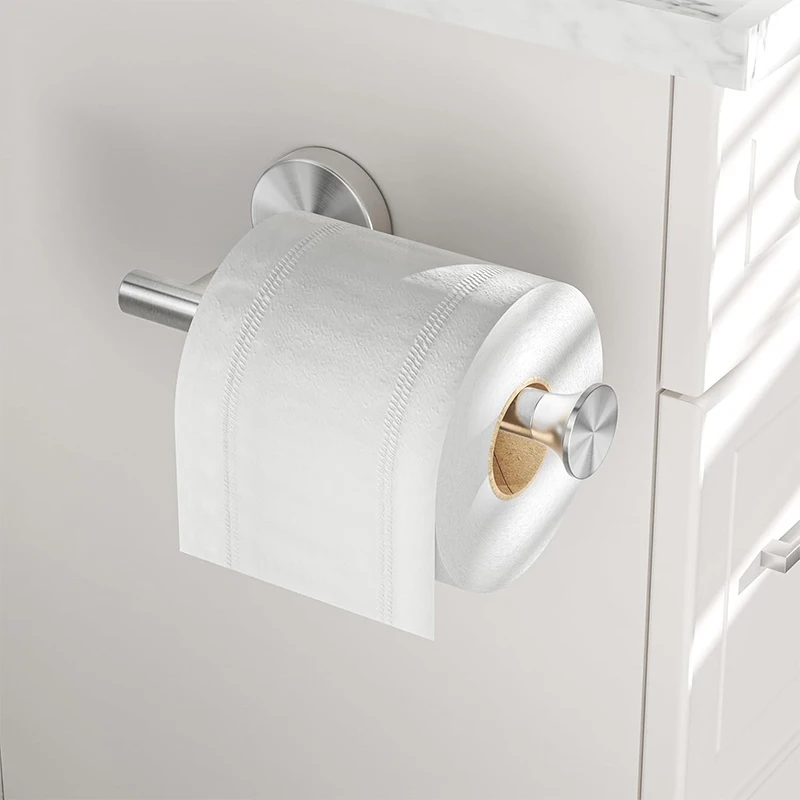 Drill Mount Brushed Silver Stainless Steel Paper Towel Holder, Wall Mounted Tissue Roll Rack for Kitchen Bathroom Toilet image 4