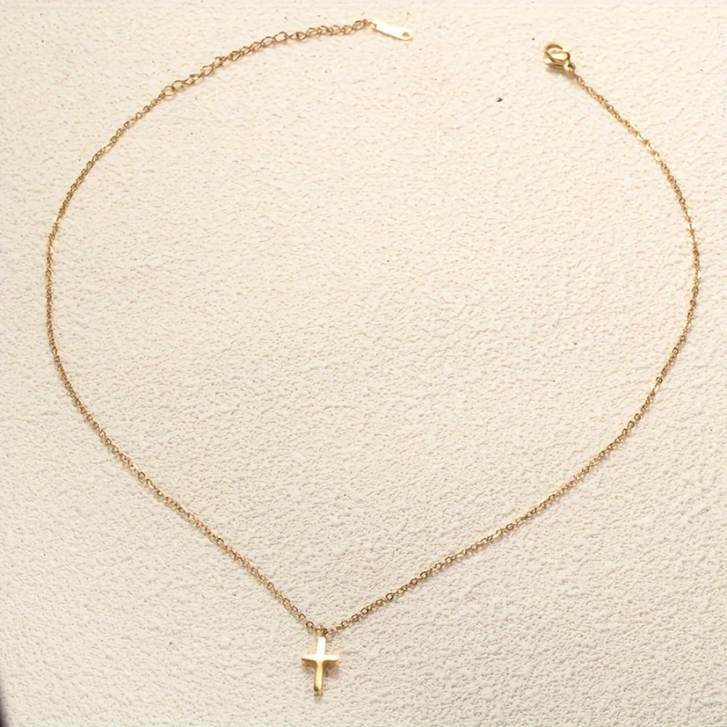 Personalized Minimalist Style Gold Color Cross Pendant Necklace Ladies Fashion Trend Party Jewelry Accessories Gifts