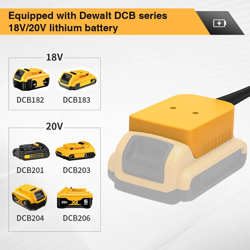 สายจั๊มพ์สตาร์ท 8AWG สายบูสเตอร์สำหรับรถยนต์ สำหรับแบตเตอรี่ De.walt 18V/20V