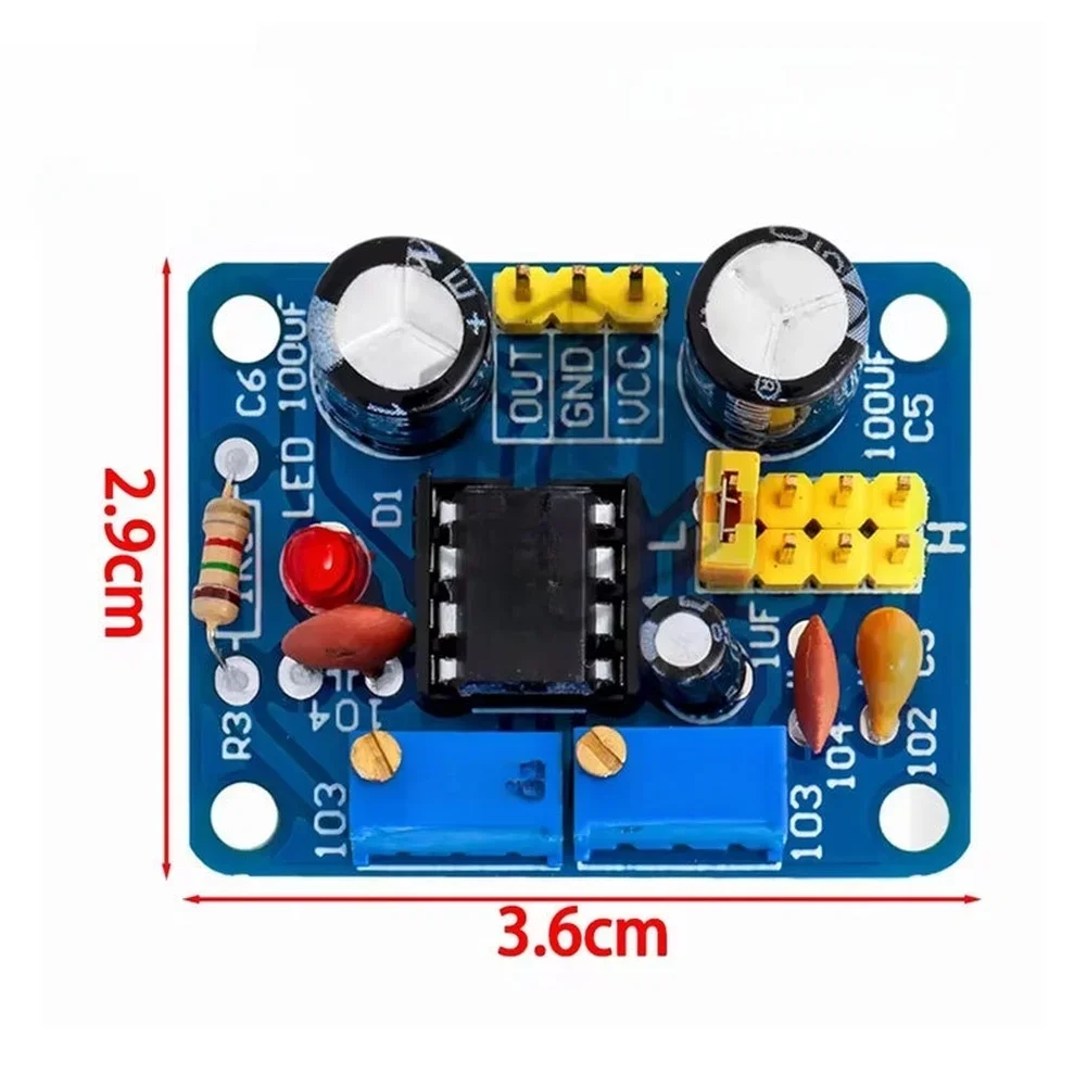 Square Wave Signal Generator Based on NE555 with Wide Frequency Adjustment 1Hz to 200kHz and Independent Duty Cycle Tuning