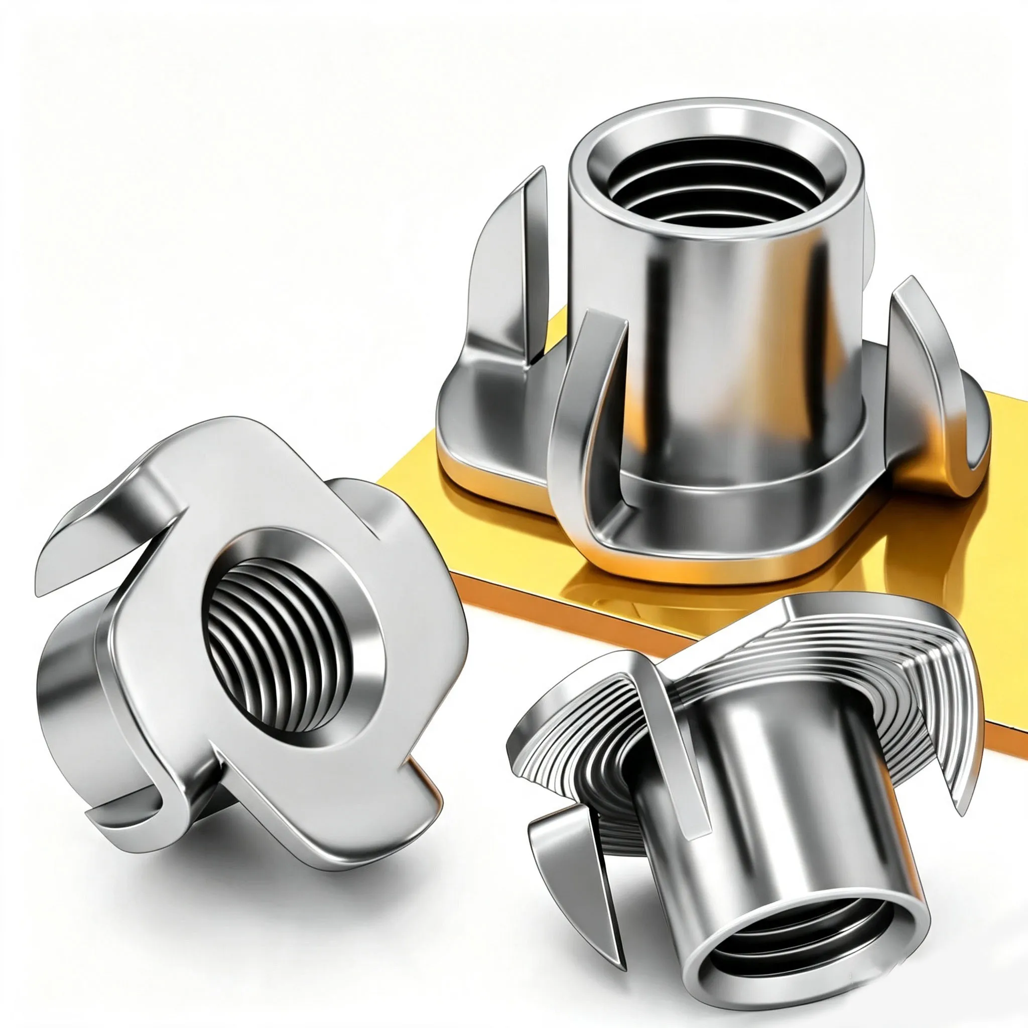304 Stainless Steel 4 Prong T Nuts Metric Imperial Knock In Wood Insert Nut for Furniture Speaker Cabinet Mount Fastener