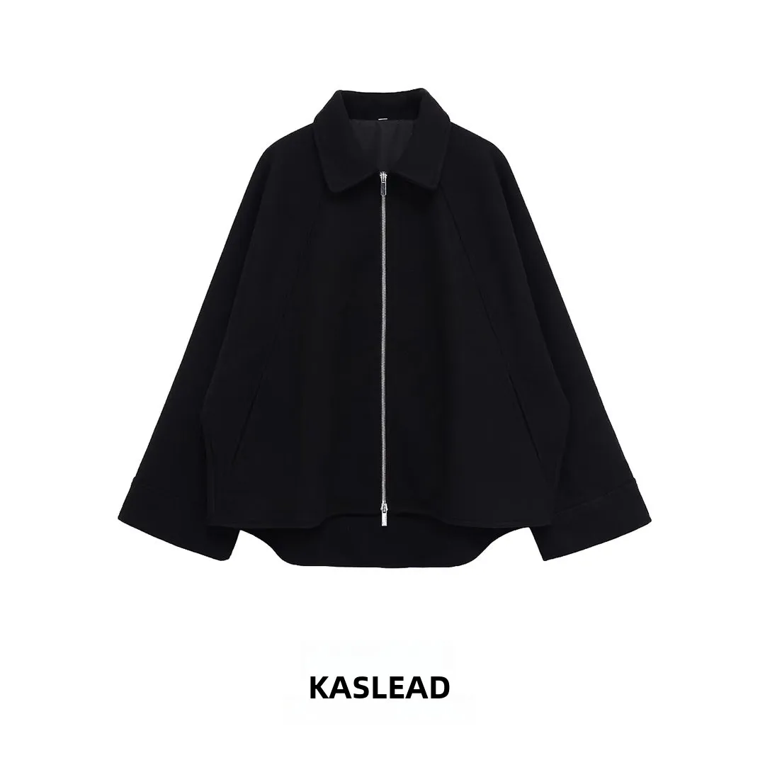 

KASLEAD New Faionable mat Mixed Zipper Jaet Street Sle Long Sve Women's ort Coat Polyester Fiber 00%