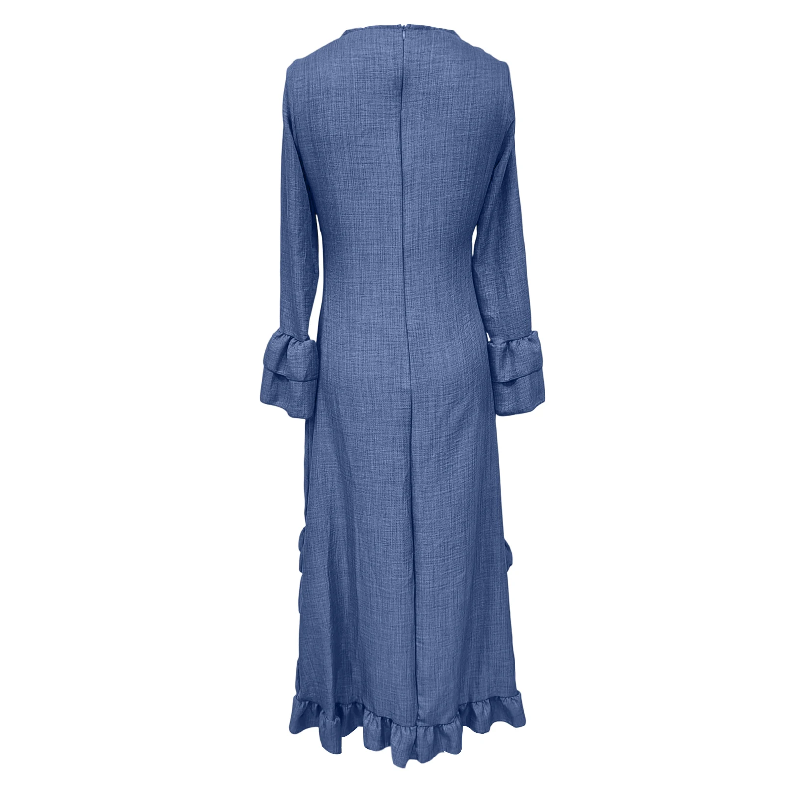 เดรสทรงเรโทรแต่งระบายแบบไม่สมมาตรสำหรับผู้หญิง ฤดูใบไม้ผลิ คอวี ทรงเข้ารูป ชุดเดรสออกงาน ฤดูใบไม้ร่วง แขนยาวลายผีเสื้อ สไตล์โบฮีเมียน เดรสยาว รุ่นใหม่ ปี 2026