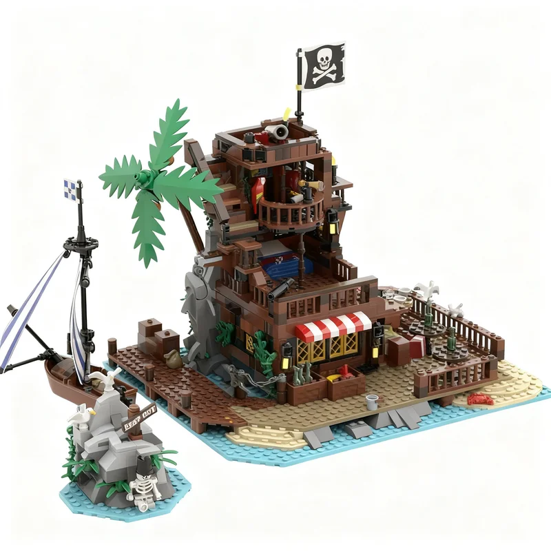 1038pcs MOC Pirates SIN ISLAND Model Building Blocks Toys Architecture Christmas Gift Assemble DIY Art Collection Birthday 3D