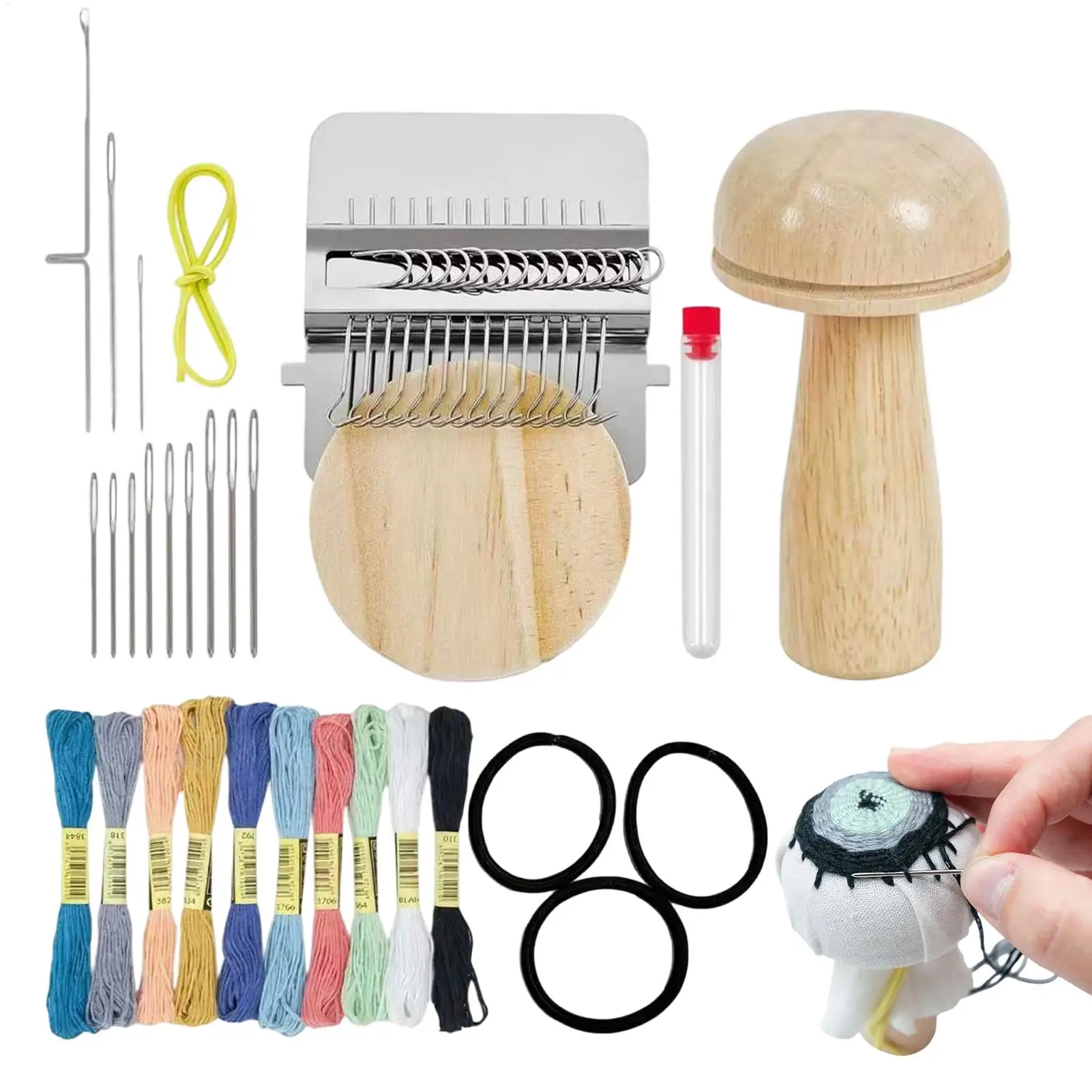 DIY Wooden Darning Mushroom Patchworks Tool Mending Pants Clothes Socks Weaving Crafts Needle Holder Thread for Sewing Sock Jean