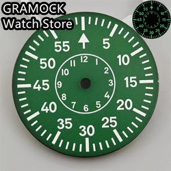 GRAMOCK 29mm Pilot Dial Green Dial Green Luminous Fit NH35 ETA2824 2836 PT5000 Mingzhu DG 2813 Miyota 8205 8215 821A Movement