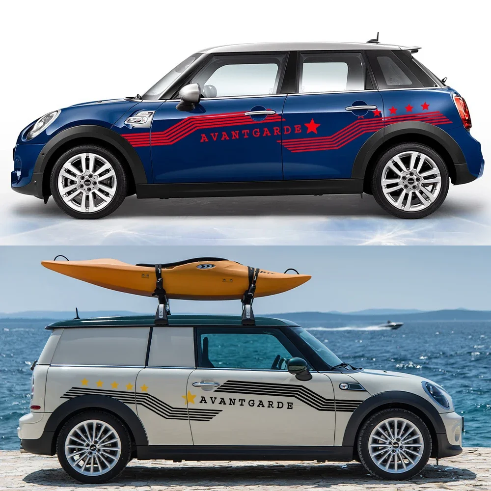 2PC Car Side Stickers For MINI Cooper S One JCW F56 F55 F60 R56 R60 F54 Auto Accessories Sport Stripes Styling Vinyl Film Decals