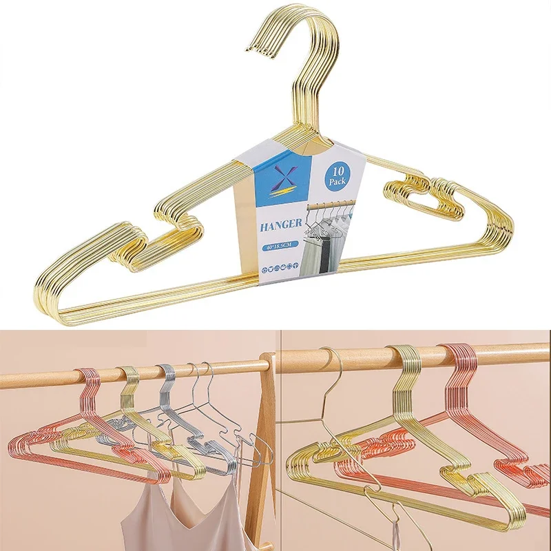 10/20/30 Pack Wholesale Metal Hanger,Durable Space Saving Drying Rack for Dress Bra,Gold Simple Stainless Steel Closet Organizer