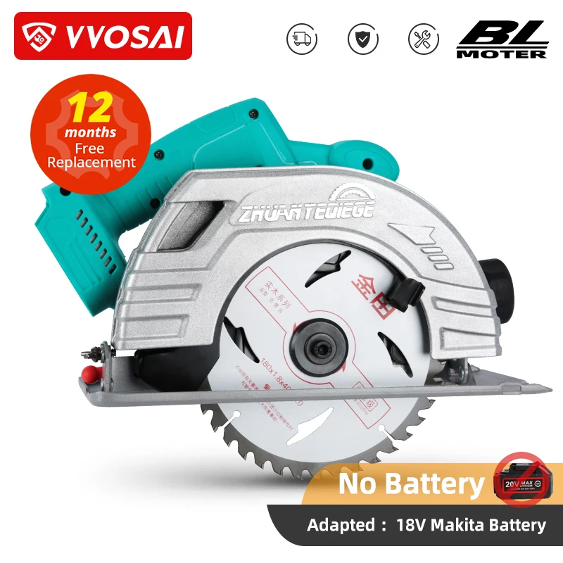 Wosai-serra circular elétrica sem escova, 20v, retirada de corte para madeira, lâmina de 7 polegadas