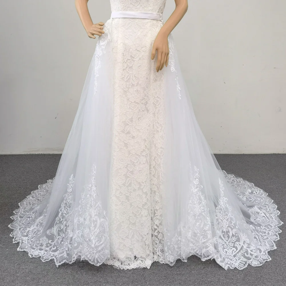 JIERUIZE Phối Ren Sang Trọng Appliqués Có Thể Tháo Rời Váy Cưới Rời Đoàn Tàu Cho Đầm Cô Dâu Overskirt