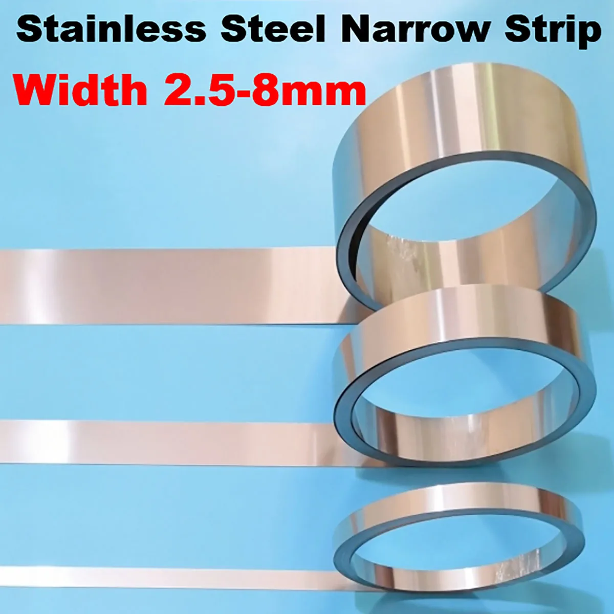 

2 Meter 304 Stainless Steel Narrow Strip Width 2.5/3/3.5/4/4.5/5/5.5/6/7/8mm Thickness 0.1mm - 0.8mm Stainless Steel Thin Plate