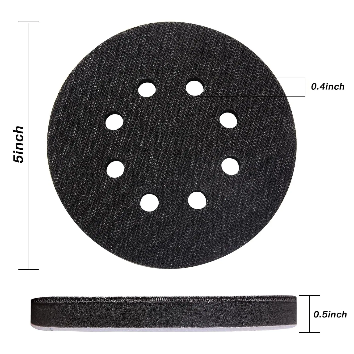 6PCS 5in 8 Hole Foam Sanding Pads, Soft Interface Pad, Hook Loop Sponge Buffer Backing Pad for Orbital Sander