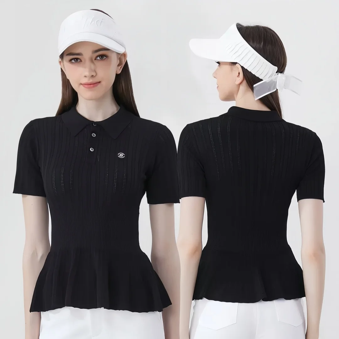 

Golf short sleeved women's summer new T-shirt slim fit and slimming design, niche knitwear top elastic quick drying