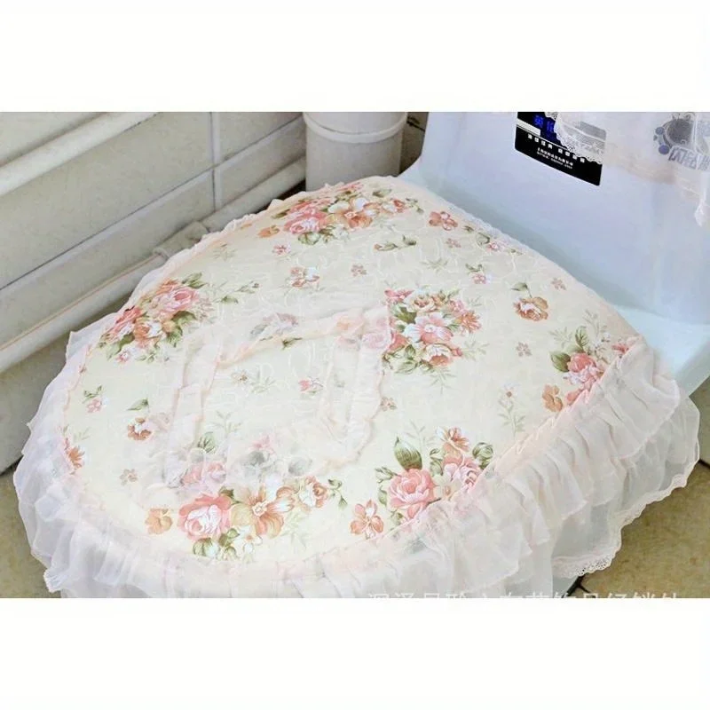 

3 шт./компл., высококачественный кружевной тканевый чехол на сиденье для унитаза для ванной комнаты с толстой подушкой на сиденье на молнии