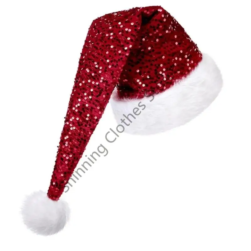 M68A Warm Glitters Knitted Hats Double Layers Insulation Sequins for Various Ages Holiday Party Winter Accessories 4