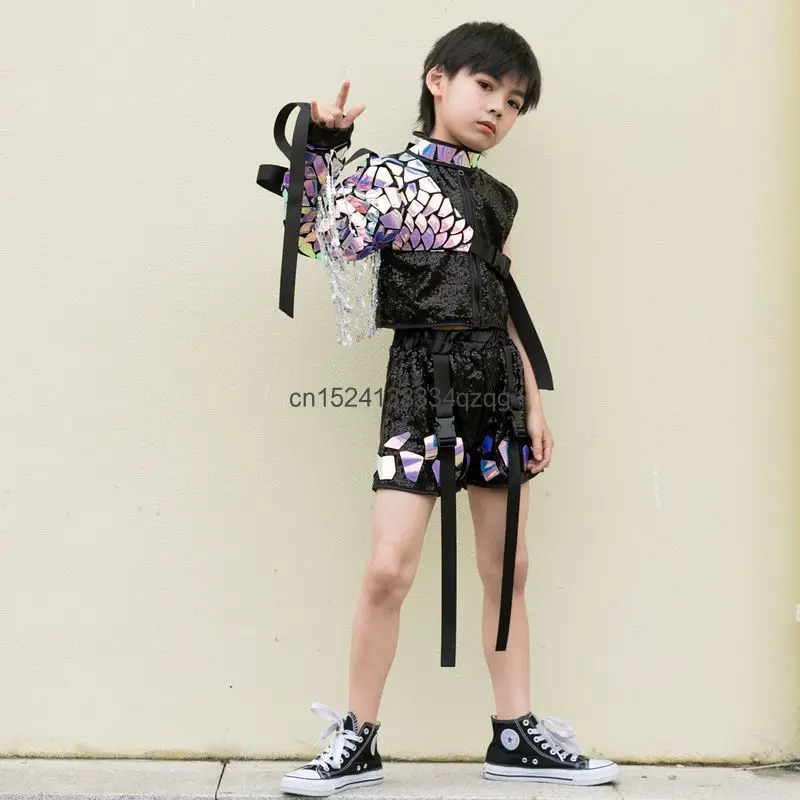 Children's Jazz Hip-hop Clothing Fashion Model Show Fashion Clothing Girl Hip-hop Boy Sequin Dance Chinese Fashion Performance