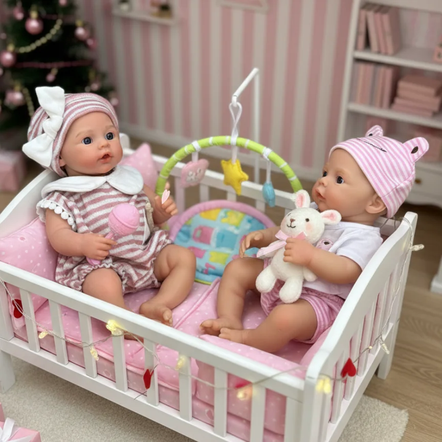 1PC/2 Styles 13Inch Open Mouth With 2 Clothes Solid Silicone Bebe Reborn Girls Painted Skin Handmade Lifelike Newborn Baby Dolls