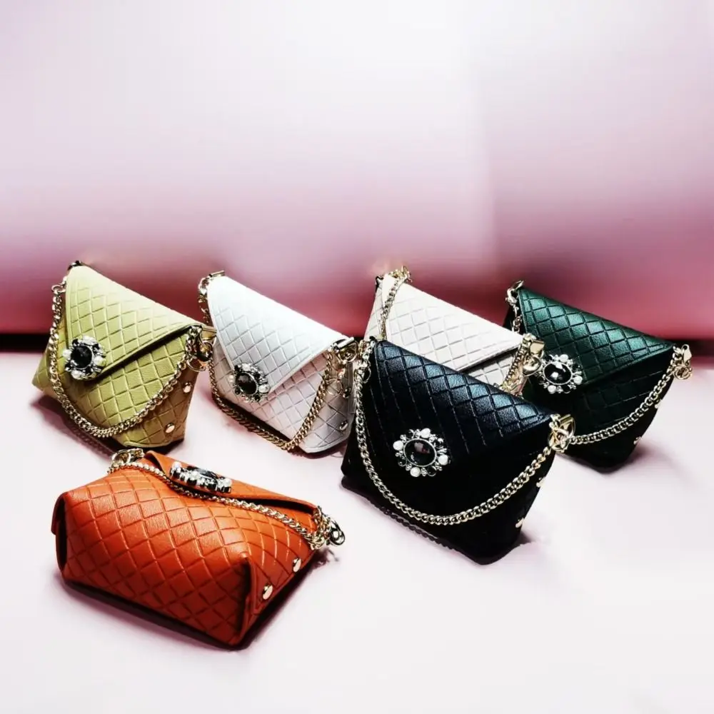 

Kawaii With Chain Mini Storage Bag Fashion Diamond Grid Pattern Handbag Bag Pendant Luxury Coin Purse Bag Accessories