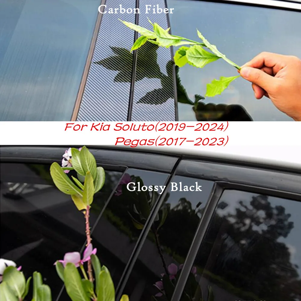 

For Kia Soluto(2019-2024)/Pegas(2017-2023) Car PC Material Pillar Post Cover Door Trim Window Molding Sticker Plate Accessories