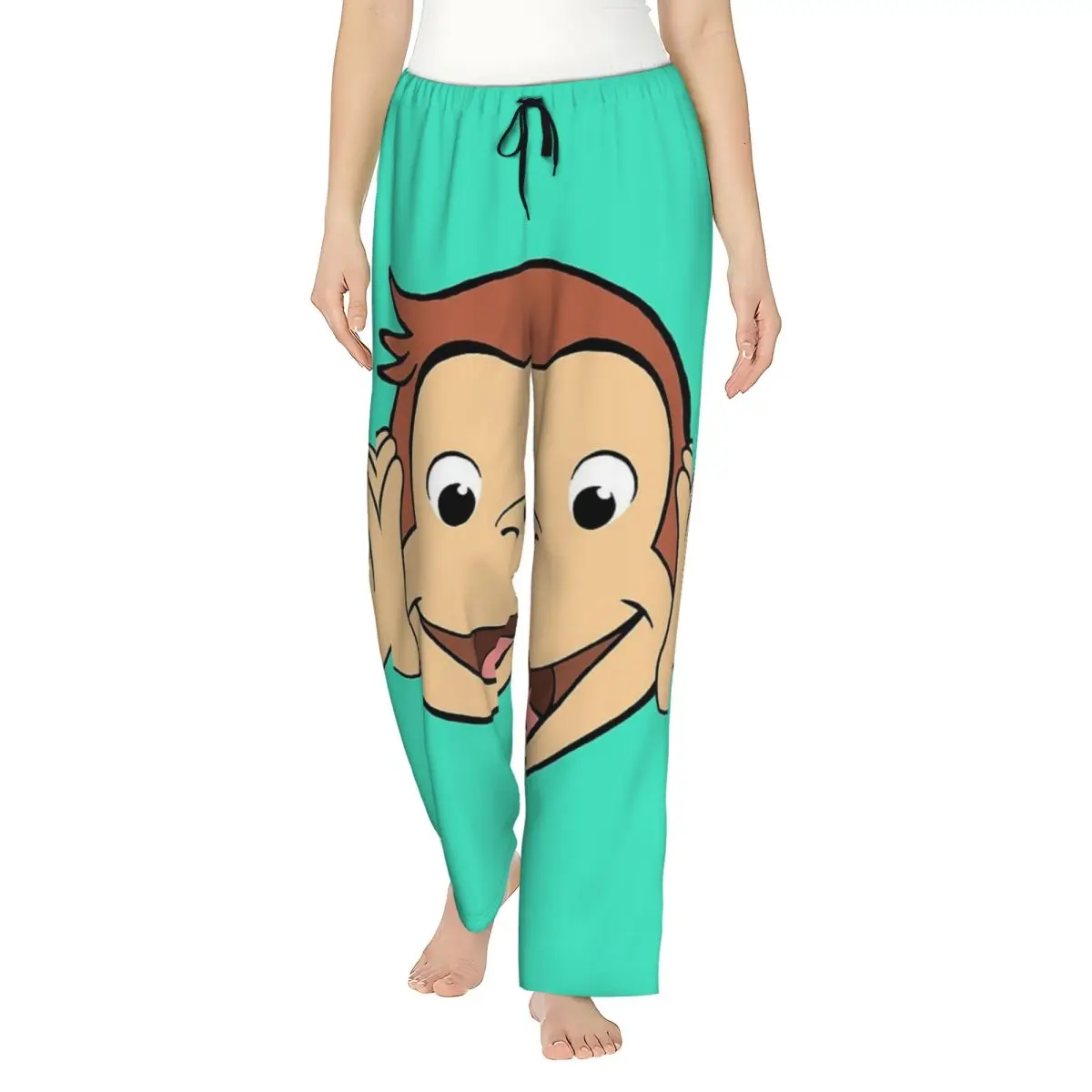 

Женские пижамные штаны Curious George на заказ, одежда для сна с карманами для сна и отдыха