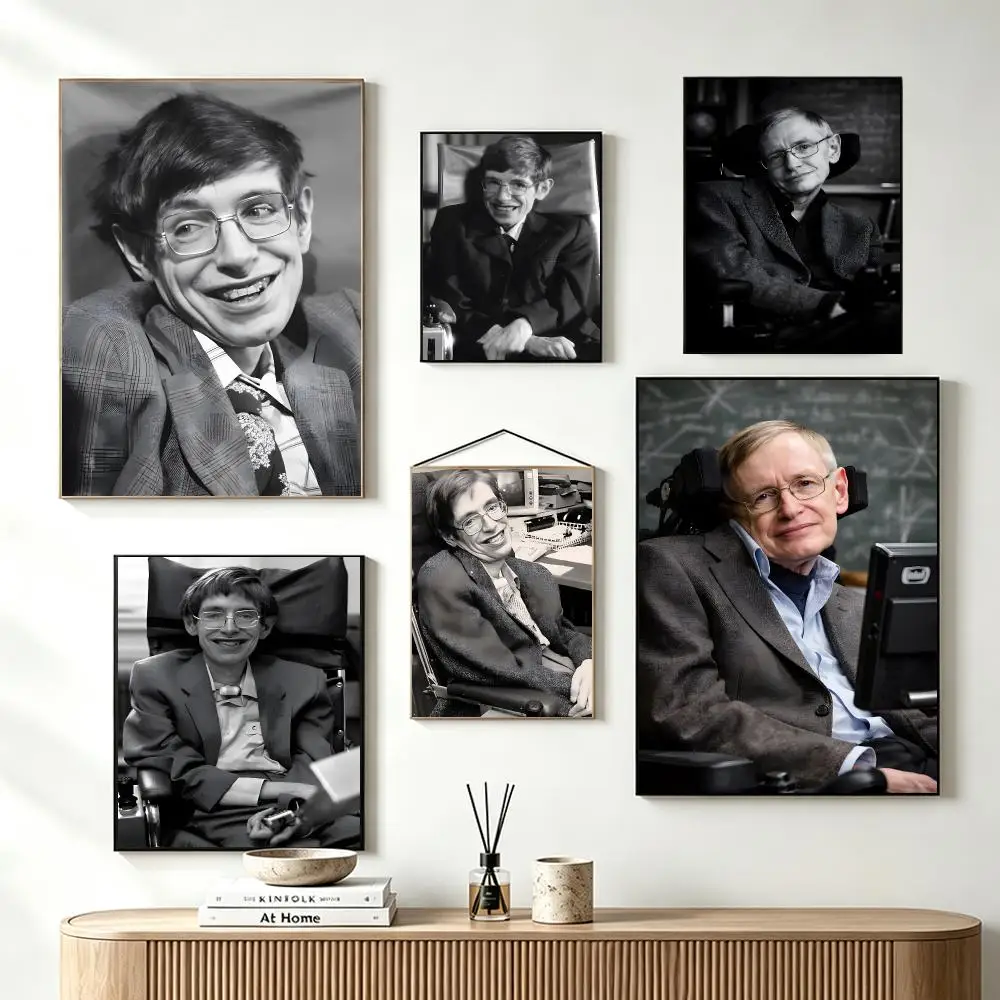 Scientist Stephen Hawking Poster Decal Wall Print for Bedroom Study Ornament Gift Lightweight Self‑Adhesive PP Material