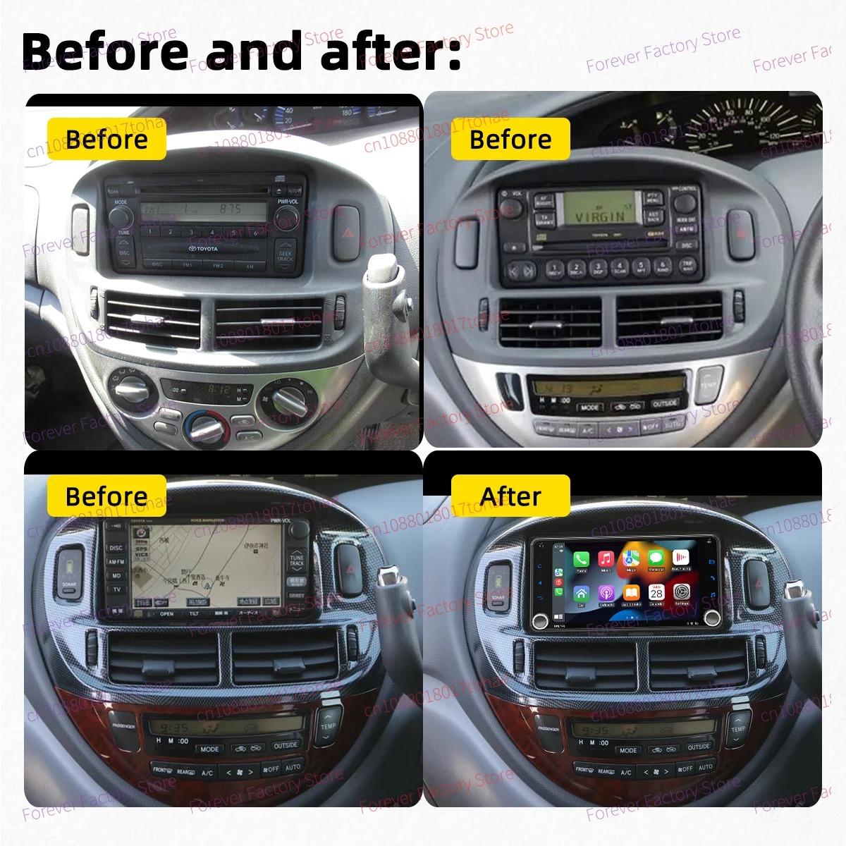 For Toyota Previa Estima Tarago 2000-2006 Wireless Carplay Autoradio 2 Din Android Radio 7