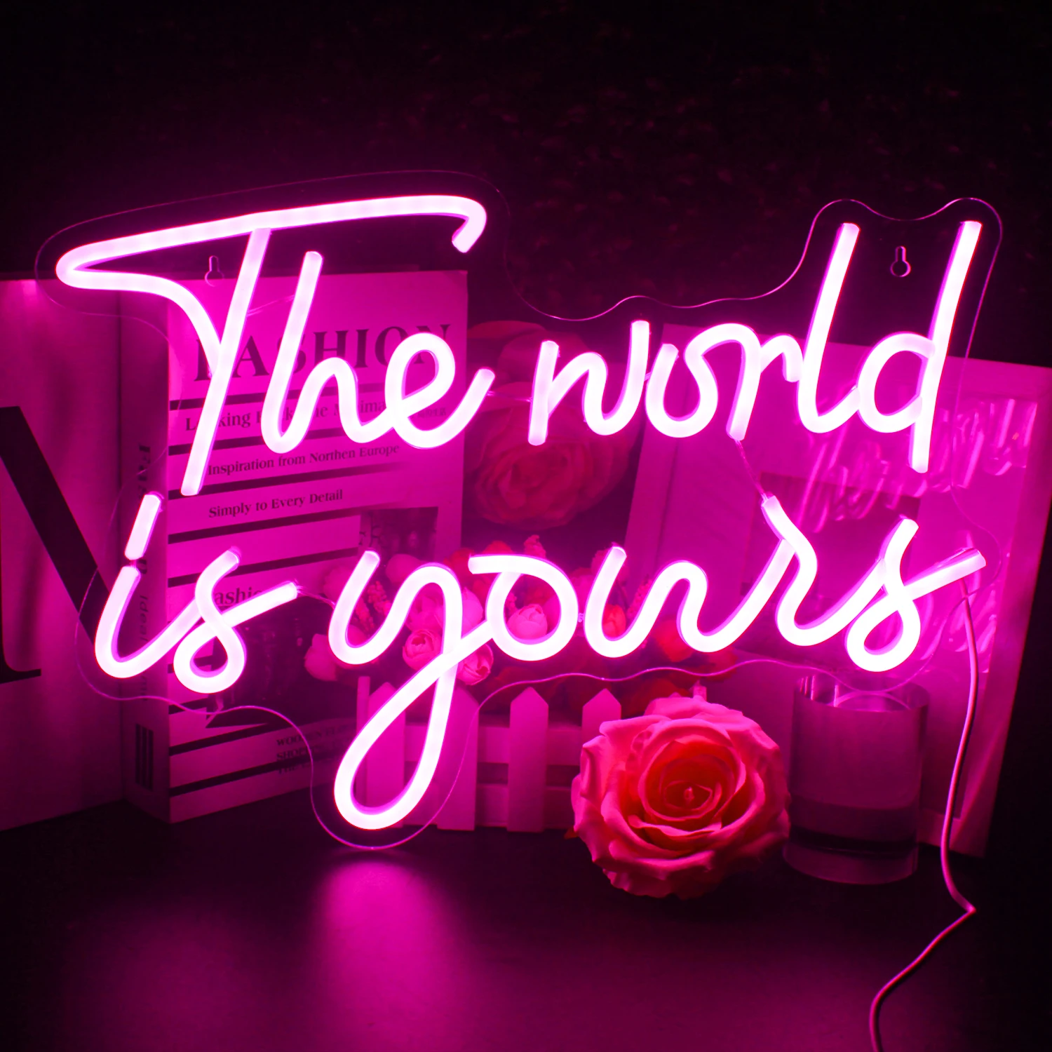 

Ineonlife The World Is Yours Personalized Neon LED Lights Sign Bedroom Party Birthday Favors Room Christmas Bar Lamps Wall Decor