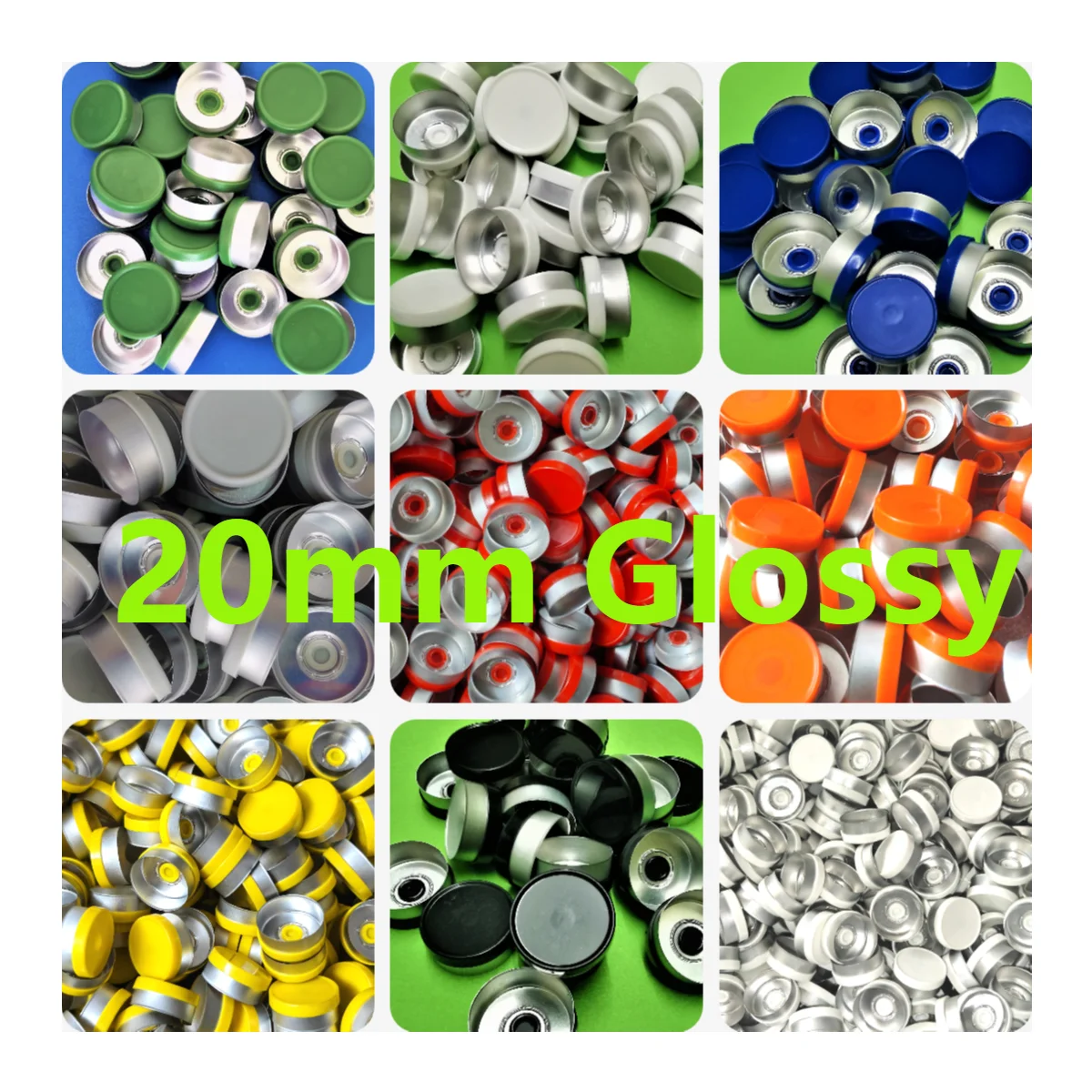20mm plastikowa aluminiowa nakładka, 1000 sztuk/partia! Wiele kolorowych nakrętki plastikowe, czapki farmaceutyczne, zamknięcia blaty do zaciskania szklanej fiolki