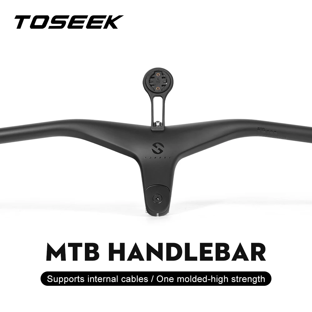 TOSEEK Carbon Integrated MTB Handlebar -17 Degree Full Inner Cable AM XC One-Piece Ultralight Bicycle Flat Bar Cycling Parts