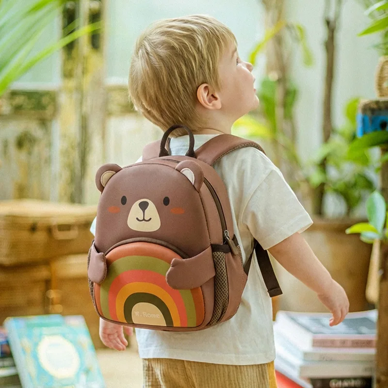 3d-cartoon-bear-kids-school-bag-toddler-boys-kindergarten-backpack-with-safety-leash-anti-lost-lightweight-girls-snack-bags