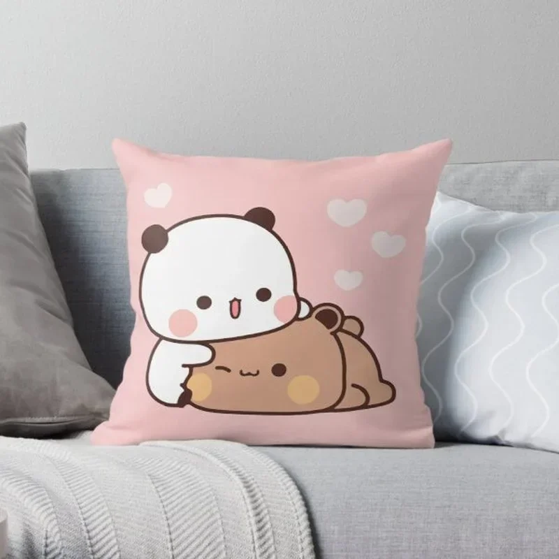 팬더 곰 포옹 Bubu duda 떡 복숭아 고양이 던지기 베개 침실 소파 애니메이션 침대 패션 베개 커버 베개 커버 45*45