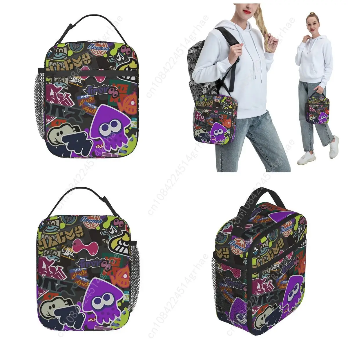Splatoon Shoot Video Game Insulated Lunch Bags Food Bag Portable Cooler Thermal Lunch Box For School Office