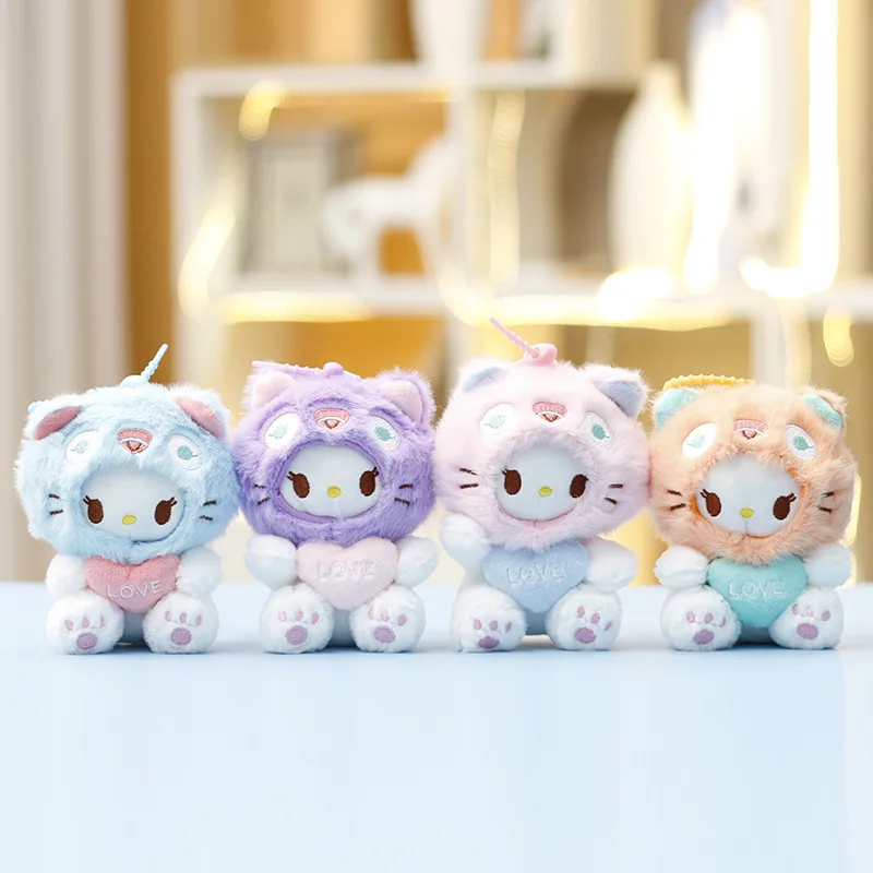ハローキティのかわいい変形可能な子猫ぬいぐるみチャーム、猫のぬいぐるみ、バッグ飾り、キーホルダー、ギフト