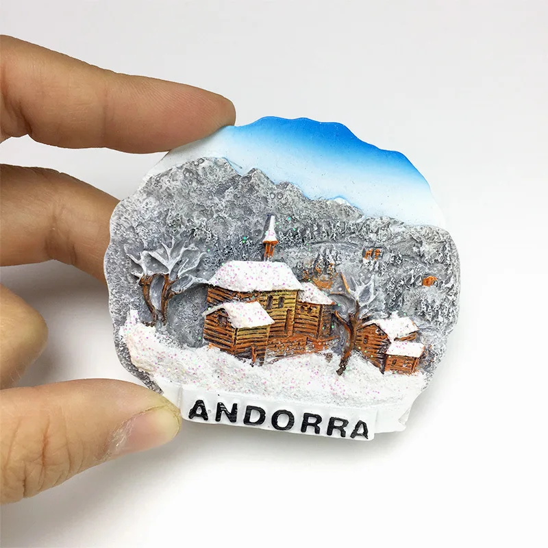 

Andorra Coma Pedrosa Mountain Residences Scenery Fridge Magnets Personalized Creative Home Decor Painted Ornaments