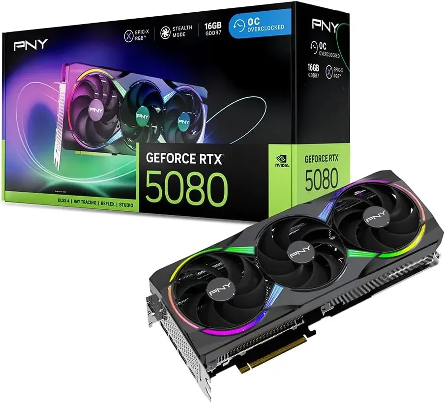 

NVIDIA GeForce RTX™ 5080 Epic-X™ ARGB OC Triple Fan, Graphics Card (16GB GDDR7, 256-bit, Boost Speed: 2775 MHz, PCIe® 5.0, HDMI®