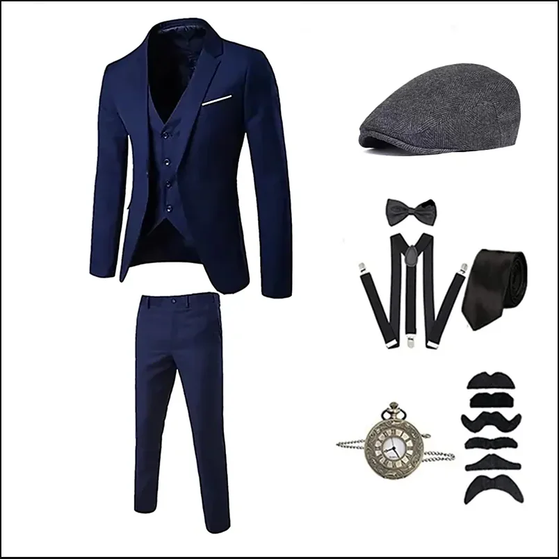 Disfraz de The Great Gatsby Vintage para hombre, disfraz de fiesta de Cosplay, Formal y de noche, 1920s