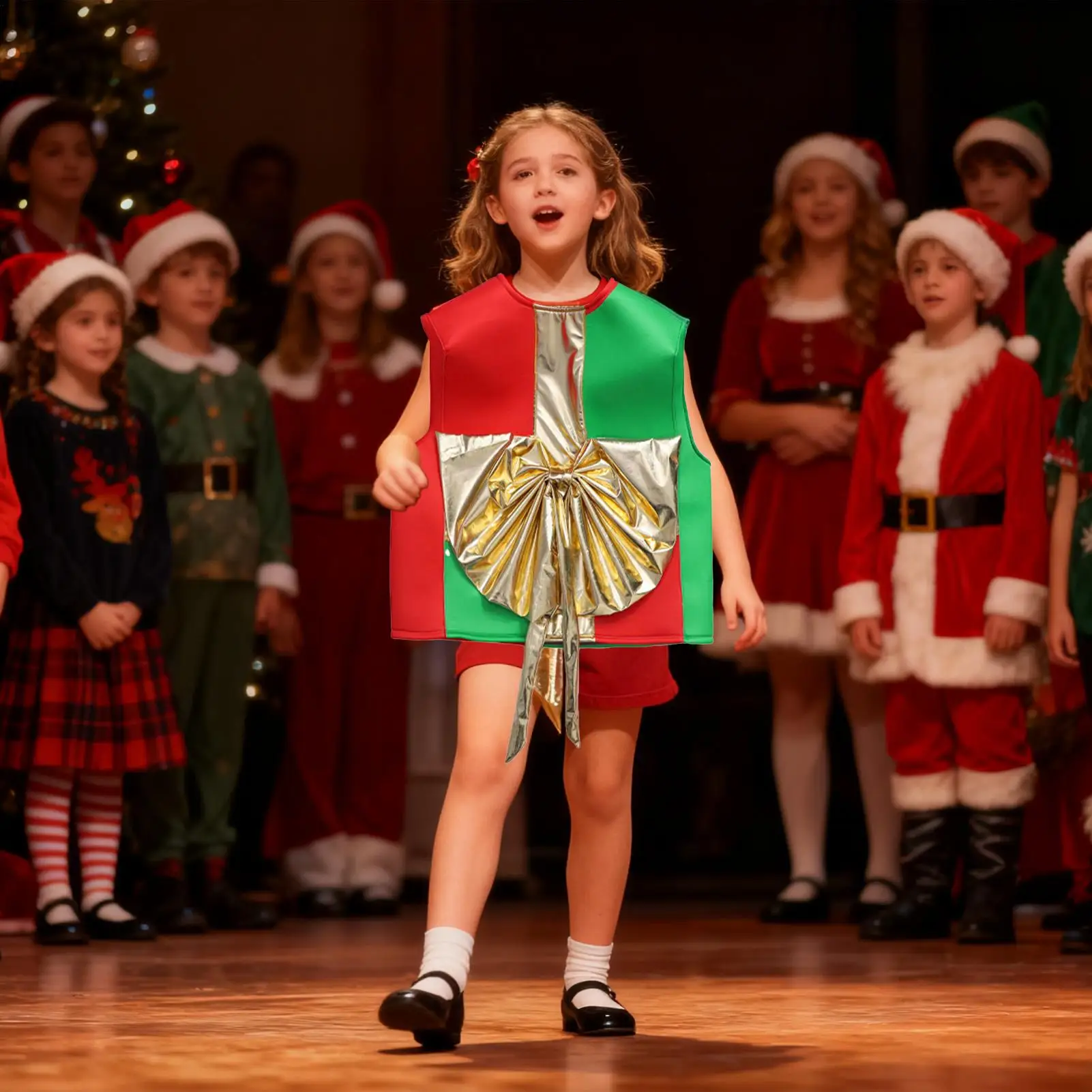 

Детский рождественский костюм, топ без рукавов для косплея, праздничное платье, одежда для мальчиков и девочек, тематические вечеринки, праздничные собрания